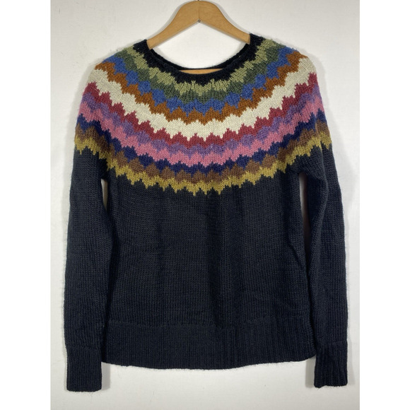 American Eagle Ahhmazingly Soft Sweater Size XS Rainbow Yoke Fair Isle Cabincore - Picture 5 of 10